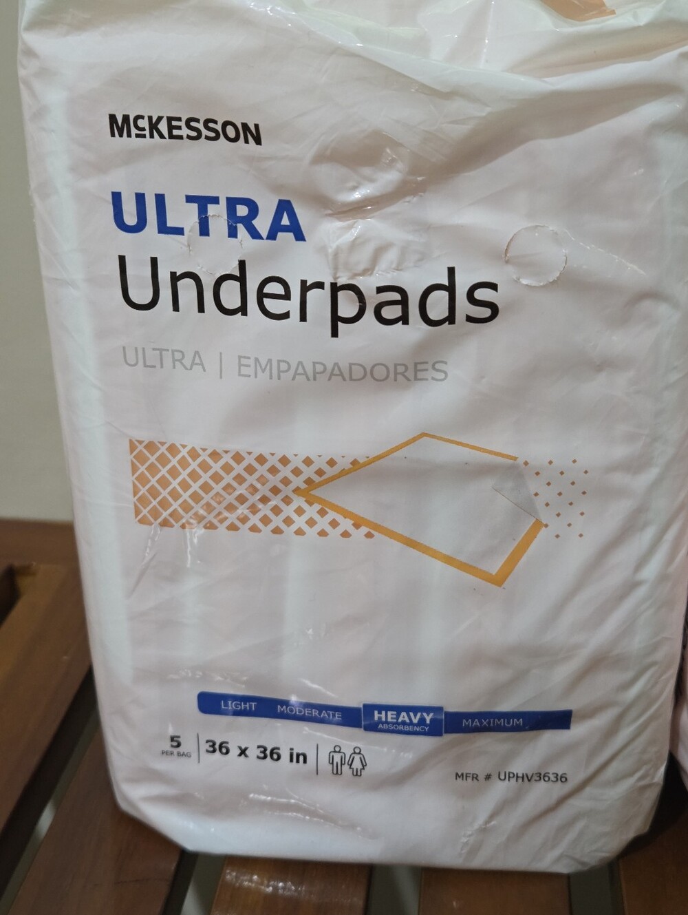 1 McKesson Ultra Underpads 36 in x 36 in. Heavy Absorbency, 5 Count NEW